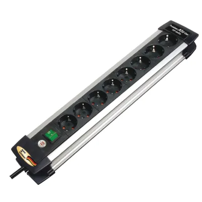 Extension Socket Premium-alu-line 8-way 3.00 M Aluminium/black - Protective Contact Type F
