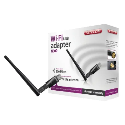 Wireless Usb-adapter N300 2.4 Ghz Black/metal, Sitecom