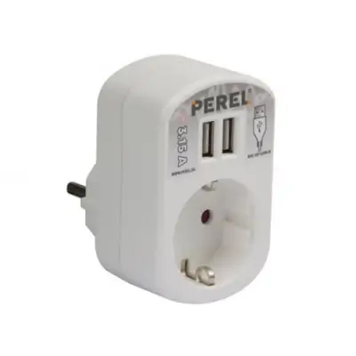 Аdapter 220V + 2*USB 5V 3.15A Hall