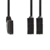 Üleminek SCART pistik-2*SCART pesa A/V 0.2m Must