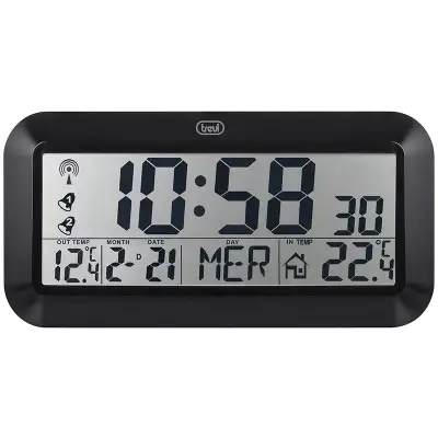 Suur seinakell ilmajaam must RF LCD 420*200mm, DCF Trevi