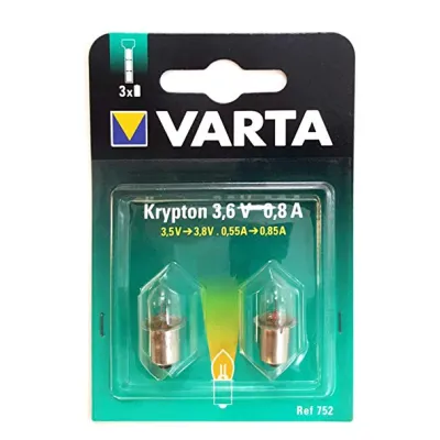 Lambid 3.6V krüptoon 750mA P13.5S kraega 2tk Varta