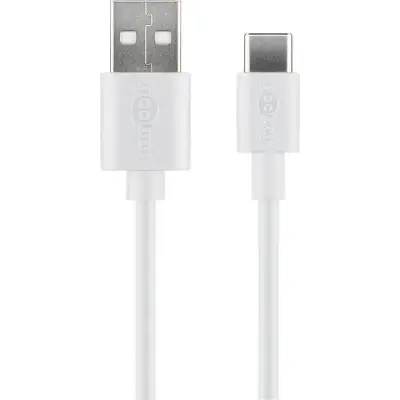 USB-A - USB-C 2.0 kaabel 1m valge