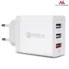 Adapter 3xUSB-A QC3.0 12V/1.5A, 5V/2x2.4A, valge, plug-in