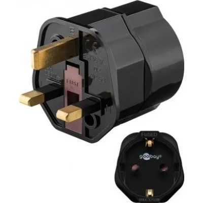 Black UK to EU travel power adapter