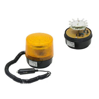 Oranz LED vilkur 12VDC sigaretisüütaja pistik, spiraalkaabel