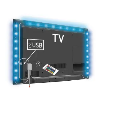 LED RGB taustavalgus telerile 190cm USB puldiga
