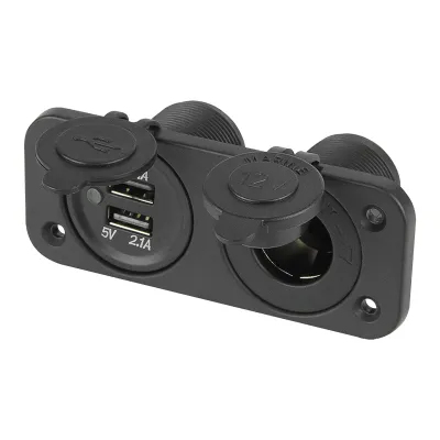2-x panel 2*USB Car charger adapter + cig plug