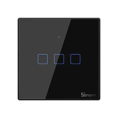Sonoff T3 EU WiFi+RF Smart Wall Switch 2A, 3 channels, Black Touchscreen