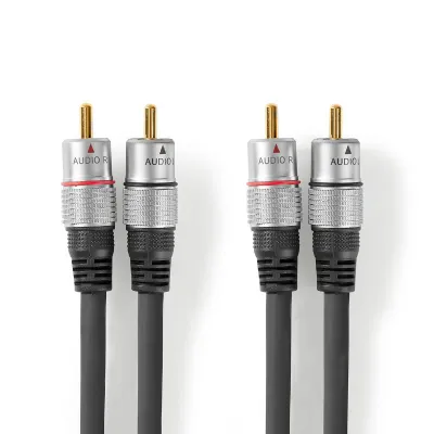 2*RCA-2*RCA kaabel 20m kullatud Alumiinium Premium, Must