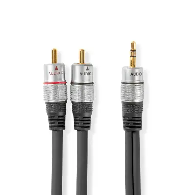 3.5mm pistik-2*RCA pistikud 1.5m premium, 2*4mm Tumehall