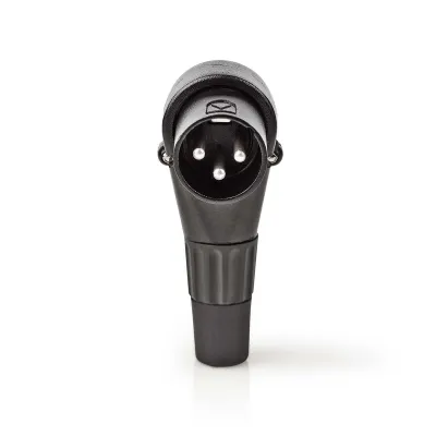 3-pin XLR pistik nurgaga kaablile Must Nedis