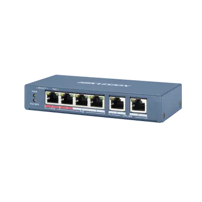 4x PoE toitesöötja Hikvision Switch 100Mbps 60W + 1 High PoE