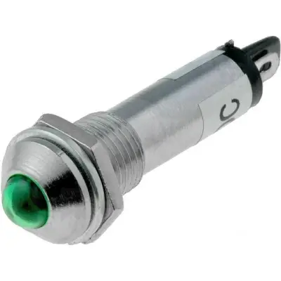 Indicator lamp, metal 12VDC d=8mm h=37mm Green