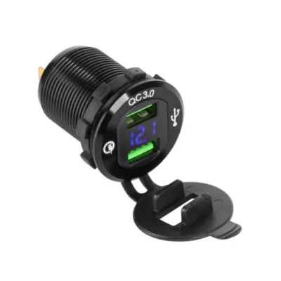 USB paneeli adapter autosse 12-24V QC3.0 5V/9V/12V 3A