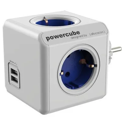 PowerCube Original 5 Schuko AC Outlets & 2 USB Blue