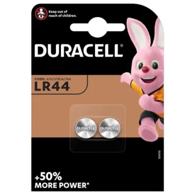 Batteries 1.5V LR44 Duracell V13GA AG13 L1154 5.4x11.6mm 2pcs in pack