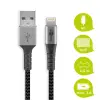 USB-A to Lightning textile cable 0.5m 3A MFI gray