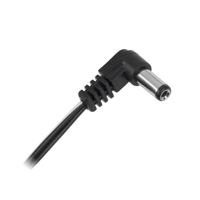 2.5/5.5mm 12mm DC nurk pistik 1.1m musta kaabliga