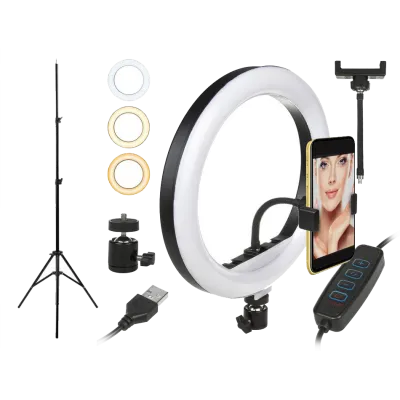 Telefoni hoidik 12" rõngasvalgusega striimimiseks, 160LED, 62...190cm statiiv