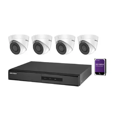 NVR 4kanalit PoE, 4X2MP turret 2,8mm, 1TB ketas,
