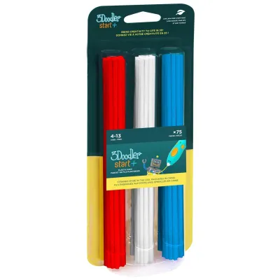 3Doodler Start täiteplastik 75tk punane/valge/sinine