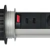 Retractable table socket 3 sockets with 2xUSB