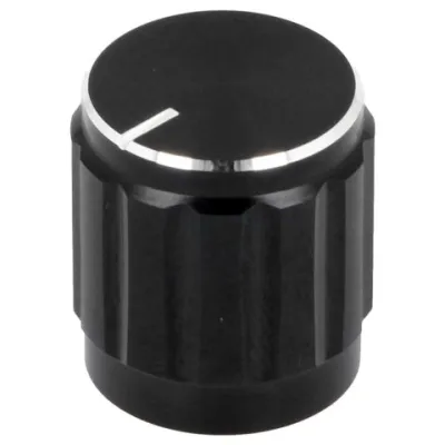 Pote nupp 6mm võllile must 15mm alumiinium kest/plastik sisu