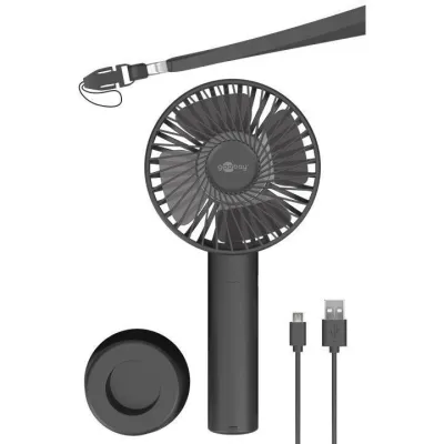 Ventilaator 4'' must lauale ja käes hoitav akuga USB toide