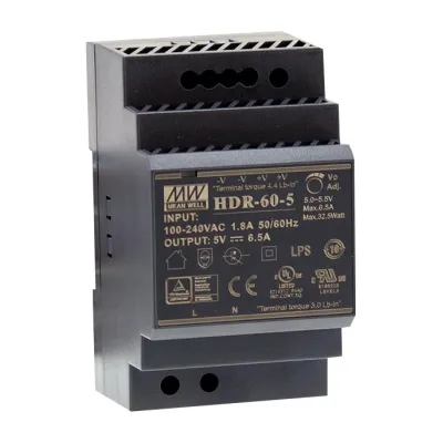 Toiteplokk DIN liistule 5VDC 6.5A 32.5W 3U 52.5mm Mean Well