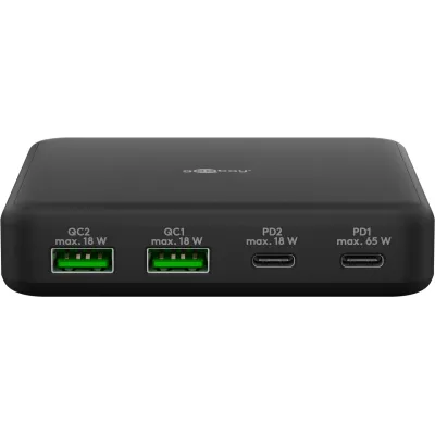 USB laadija 2xUSB-A 2xUSB-C pesad QC3.0 PD 65W multiport must
