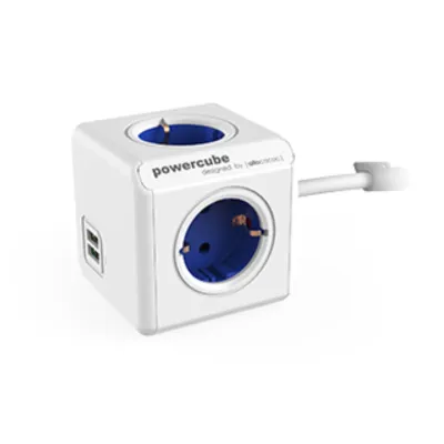 Extension cord Powercube 4xSchuko 2xUSB 1.5m blue/white