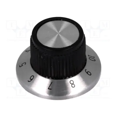 Knob; with flange; plastic; shaft: 6.35mm;