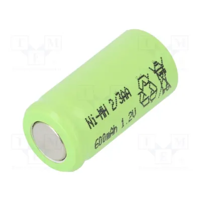 Re-battery: Ni-MH; 2/3AA; 1.2V; 600mAh; Ø13.9x28.1mm