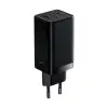 USB indoor charger QC3.0 2*USB-C+USB-A 45/65W black Baseus