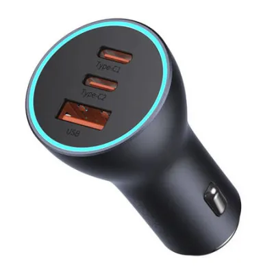 Auto USB kiirlaadija USB-A QC3.0 2x USB-C PD12-24V 65W must