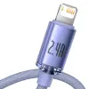 USB-A - Lightning 2 kaabel 1.2m 2.4A Crystal Shine lilla
