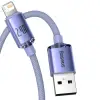 USB-A - Lightning 2 kaabel 1.2m 2.4A Crystal Shine lilla