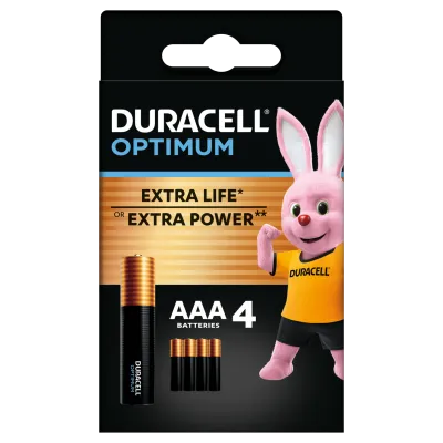 Patareid 1.5V AAA LR3 Duracell Optimum 4tk pakis