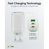 USB laadija USB-A 2xUSB-C pesad QC3.0 PD 65W 18W 27W valge