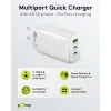 USB laadija USB-A 2xUSB-C pesad QC3.0 PD 65W 18W 27W valge