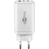 USB laadija USB-A 2xUSB-C pesad QC3.0 PD 65W 18W 27W valge