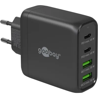 USB charger 2xUSB-A 2xUSB-C ports QC3.0 PD 68W black