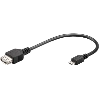 USB-A - Micro-USB OTG kaabel 20cm must