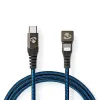 USB-C - Lightning nailon kaabel 2m 3A sinine