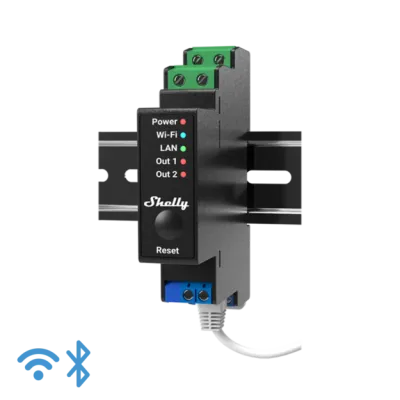 Shelly WiFi Умный выключатель 2 канала, 16A, LAN, BT, DIN, Измеритель энергии