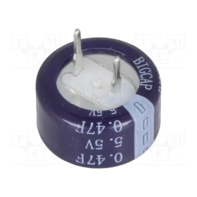 Superkondensaator, THT; 0.47F; 5.5VDC; ±20%; Ø13.