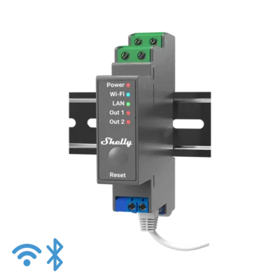 Shelly Pro 2 Kanal WiFi Nutilüliti DIN 16A, LAN/BT, Kuiv kontakt