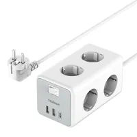 Extension cord 2m 6xSchuko 16A 3600W USB-A USB-C Tessan