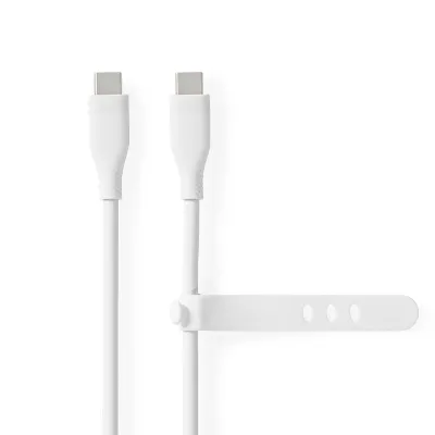 USB-C - USB-C 2.0 silikoon kaabel 1.5m 60W 480MBPS valge